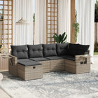 Loungeset 6-delig poly rattan lichtgrijs