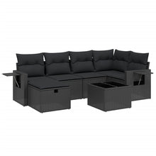 7-Delige Loungeset Met Kussens Poly Rattan Zwart