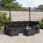 7-Delige Loungeset Met Kussens Poly Rattan Zwart