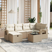 Loungeset poly rattan 7-delig beige