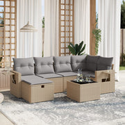 Loungeset 7-delig poly rattan gemengd beige