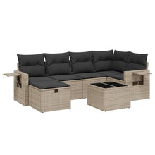 7-Delige Loungeset Met Kussens Poly Rattan Grijs