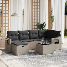 7-Delige Loungeset Met Kussens Poly Rattan Grijs