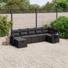 7-Delige Loungeset Met Kussens Poly Rattan Zwart