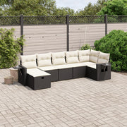 Loungeset 7-delig poly rattan zwart
