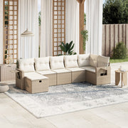 Loungeset 7-delig poly rattan beige