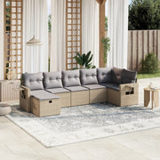 Loungeset 7-delig poly rattan gemengd beige