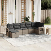 Loungeset 7-delig poly rattan grijs
