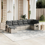 Loungeset 7-delig poly rattan lichtgrijs
