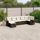 7-delige Loungeset met kussens poly rattan bruin