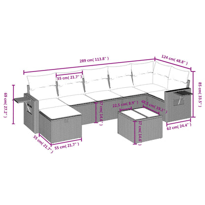 8-Delige Loungeset Met Kussens Poly Rattan Zwart