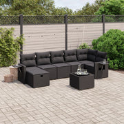 Loungeset 8-delig poly rattan zwart