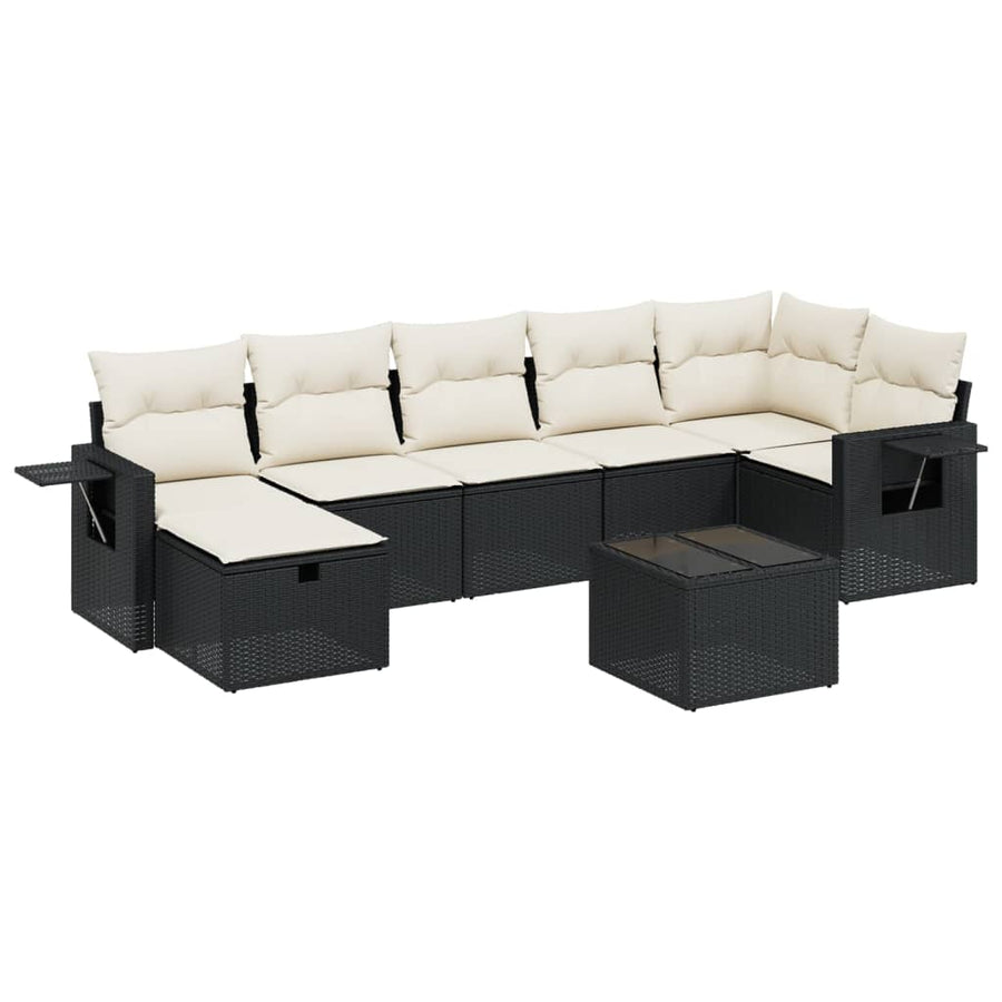 8-Delige Loungeset Met Kussens Poly Rattan Zwart