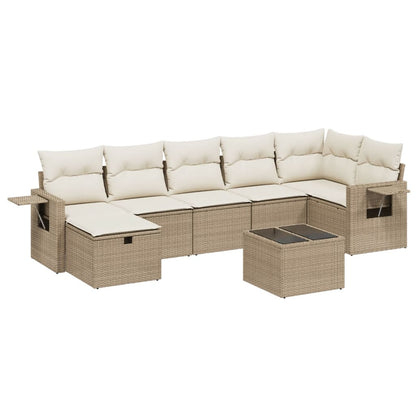 8-Delige Loungeset Met Kussens Poly Rattan Beige