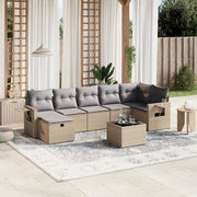 Loungeset 8-delig poly rattan gemengd beige