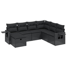 7-Delige Loungeset Met Kussens Poly Rattan Zwart
