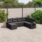 Loungeset 7-delig poly rattan zwart