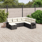 Loungeset 7-delig poly rattan zwart