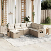 Loungeset 7-delig poly rattan beige