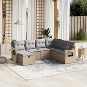 Loungeset 7-delig poly rattan gemengd beige
