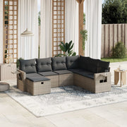 Loungeset 7-delig poly rattan grijs