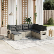 Loungeset 7-delig poly rattan lichtgrijs