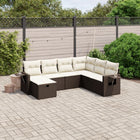 7-delige Loungeset met kussens poly rattan bruin