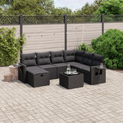 Loungeset 8-delig poly rattan zwart