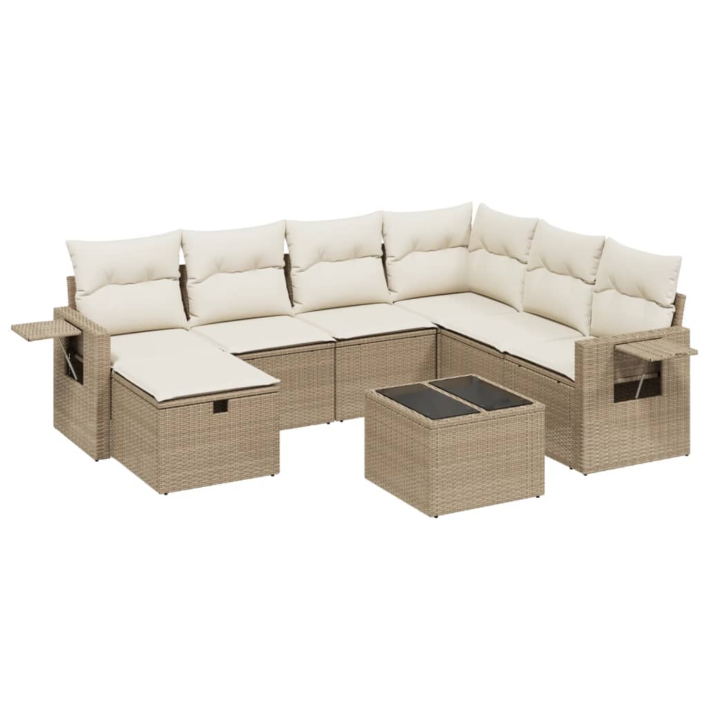 8-Delige Loungeset Met Kussens Poly Rattan Beige