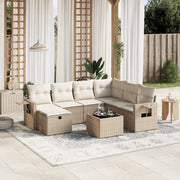 Loungeset 8-delig poly rattan beige