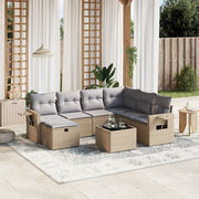 Loungeset 8-delig poly rattan gemengd beige
