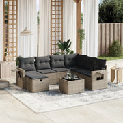 Loungeset 8-delig poly rattan grijs