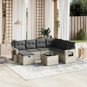 Loungeset 8-delig poly rattan lichtgrijs
