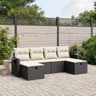 6-piece Lounge Set with cushions poly rattan black