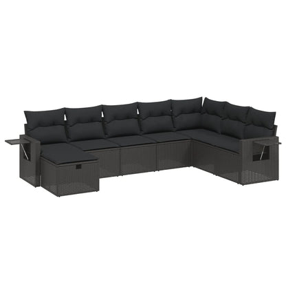 8-Delige Loungeset Met Kussens Poly Rattan Zwart