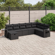Loungeset 8-delig poly rattan zwart
