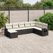 Loungeset 8-delig poly rattan zwart