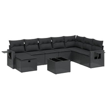 9-Delige Loungeset Met Kussens Poly Rattan Zwart