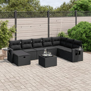 Loungeset 9-delig poly rattan zwart