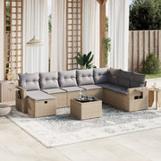 Loungeset 9-delig poly rattan gemengd beige