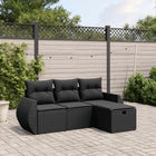 4-Delige Loungeset Met Kussens Poly Rattan Zwart