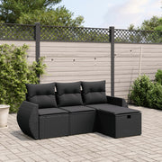 Loungeset 4-delig poly rattan zwart