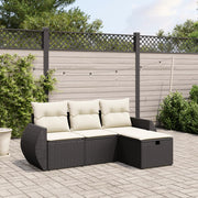 Loungeset 4-delig poly rattan zwart