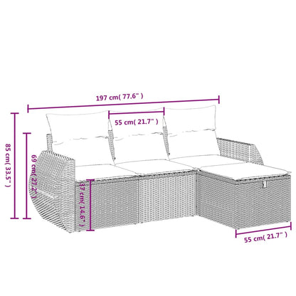 4-Delige Loungeset Met Kussens Poly Rattan Gemengd Beige