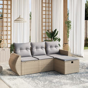 Loungeset 4-delig poly rattan gemengd beige