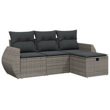 4-Delige Loungeset Met Kussens Poly Rattan Grijs