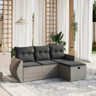 4-Delige Loungeset Met Kussens Poly Rattan Grijs