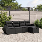 Loungeset 5-delig poly rattan zwart