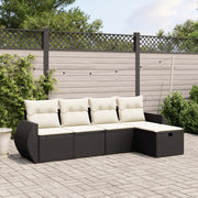 Loungeset 5-delig poly rattan zwart
