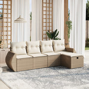 Loungeset 5-delig poly rattan beige